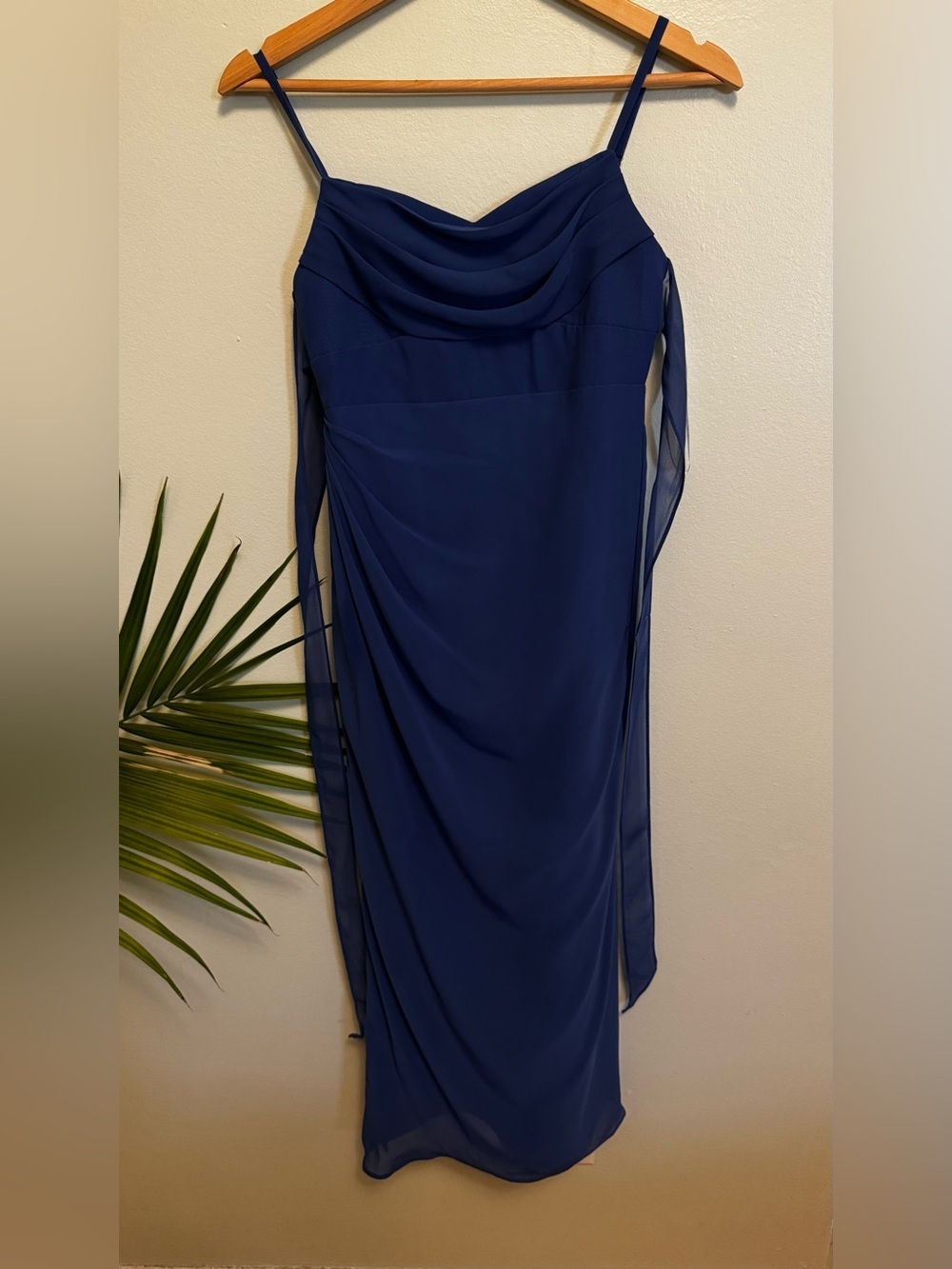 Azazie Royal Blue Spaghetti Strap Maxi Dress with Back Tie - Picture 3 of 9
